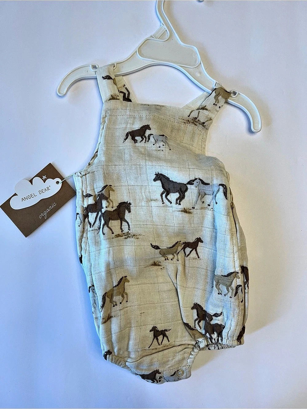 Angel Dear Baby Horse Print Romper Cream Baby 6-12M NWT
